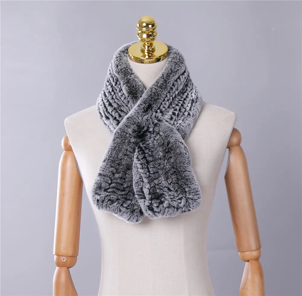 SUPPEV & STTDIO новый роскошный Для женщин зимний меховой шарф из натурального меха благородного кролика шарфы палантины вязаный свитер