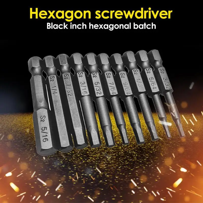 10pcs/set 50mm Hex Torx Flat Screwdriver Bit Hex Torx Flat Head Repair Security Bit Torx Drill Bit 50*6.35*6.35mm