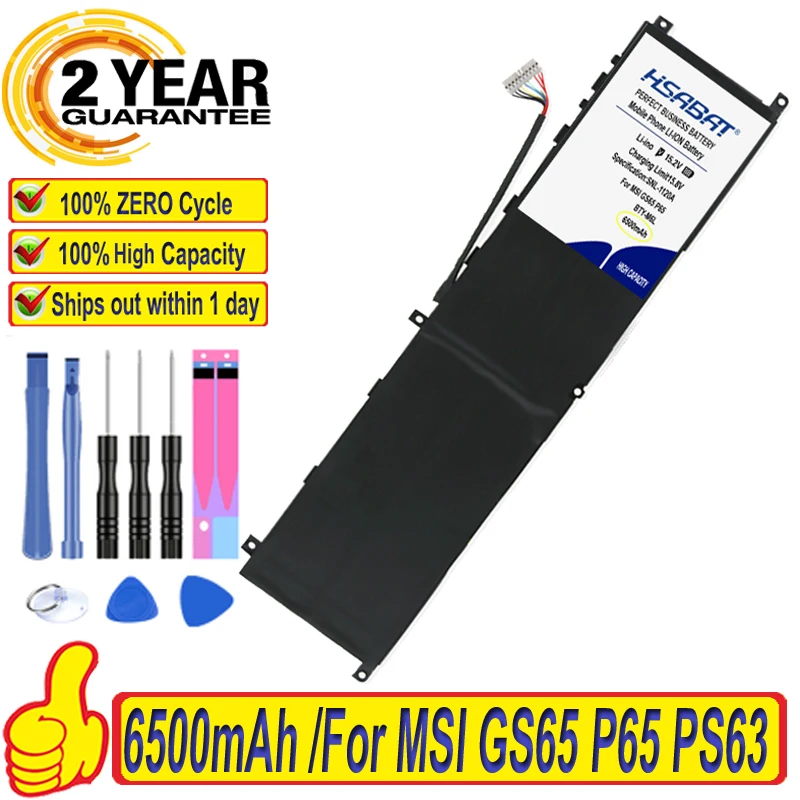 100% Оригинальный HSABAT 6500 мАч фотоаккумулятор для ноутбука MSI GS65 8RF 8RE PS42 PS63