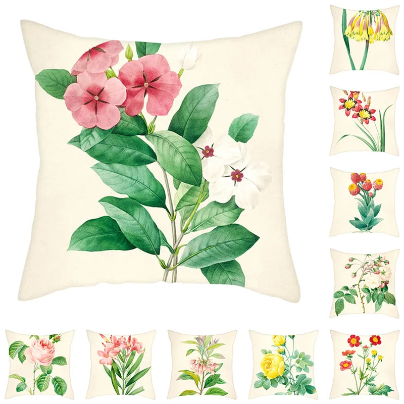

Fuwatacchi Flower Pattern Pillow Covers Peony Plum Blossom Gift Cushion Cover for Home Sofa Decorative Throw Pillowcase 45*45cm