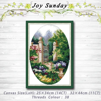 

Garden corner scenery decor painting 14CT 11CT counted cross stitch kits embroidery sets Needlework Sets Home decor