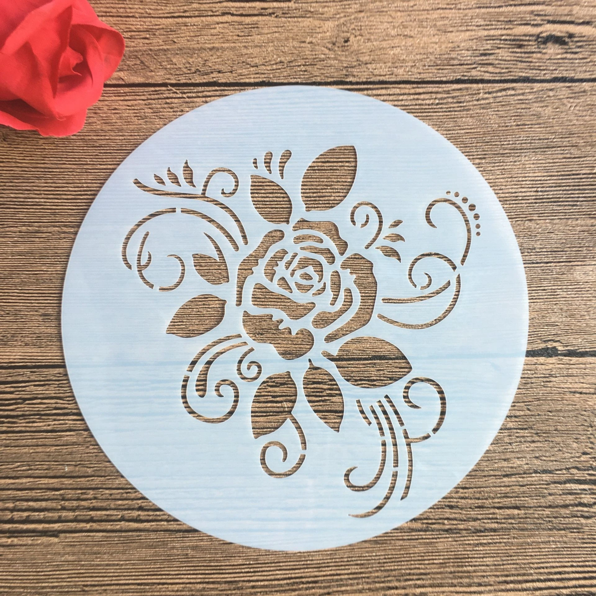 

6 inches Circle mold DIY Pattern hollow template Stencils cake baking sugar powder sieve mold graffiti drawing tiles Stencils-6