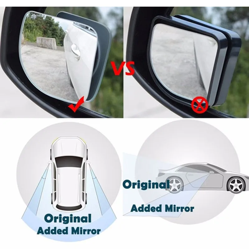 2 шт. Автомобильное Зеркало для слепых зон, регулируемое на 360 градусов, Безрамное HD Стекло для парковки, вспомогательное зеркало заднего вида, форма вентилятора