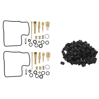 

2 Set Car Accessories: 1 Set Carburetor Rebuild Carb Repair Kit & 1 Set Tire Valve Caps Black, Universal Stem Caps