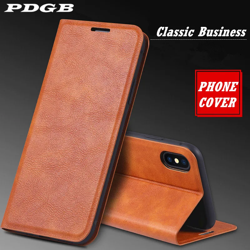 PDGB кожаный чехол-кошелек для Apple iPhone 6 6s Plus 7 8 чехол X XS Max XR деловой Магнитный