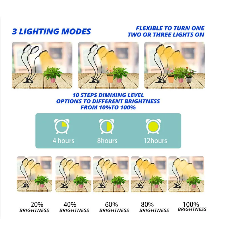 DC 5V USB Timer LED Grow Light Yellow light plant flower growing Phytolamps Desktop Clip Phyto Lamps indoor greenhouse Grow Box