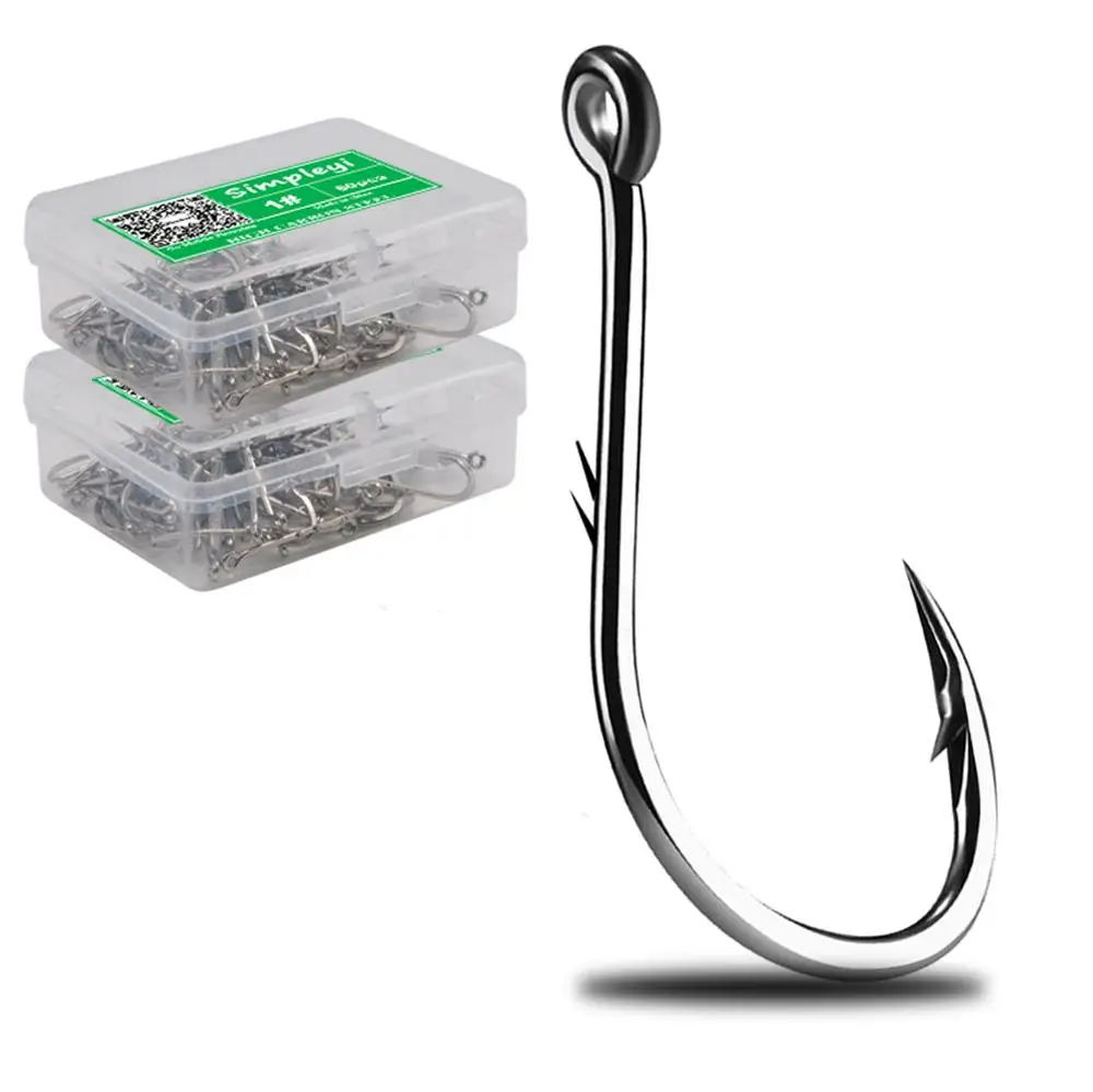 50pcs/Box Barbed High Carbon Steel Fishing Hooks Sea Worm Carp Single Circle Hook Set Fly Fishing Accessories Tackle Fishhook