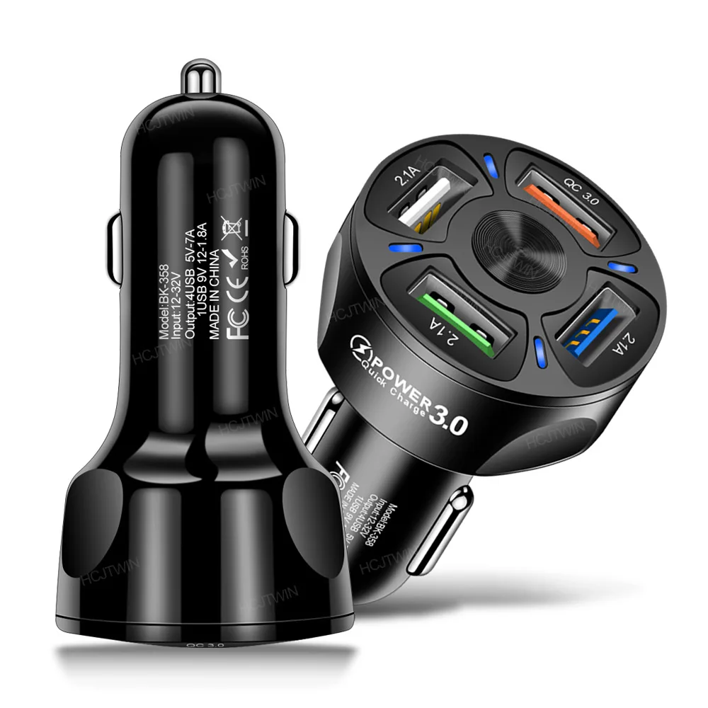 USB Car Charger Quick Charge 3.0 QC3.0 4 USB Ports Fast Charging Car USB Charger For IPhone Xiaomi Huawei Samsung Mobile Phone