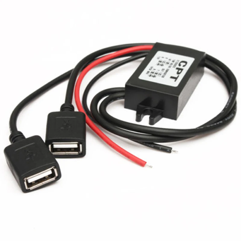 

32.4cm 12V-5V Inverter USB Female Wire Power Charger Suitable Fit For GPS Tablet Phone Battery Cables Connectors