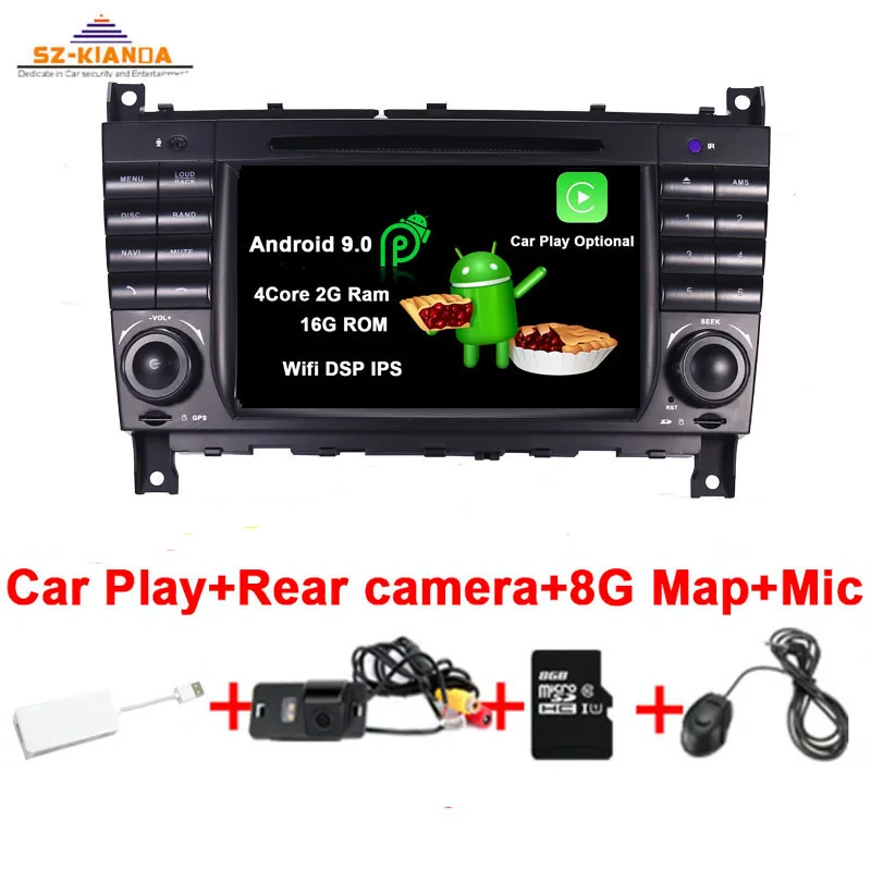 Android 9,0 автомобильный dvd-плеер для Mercedes Benz W203 W209 W219 a-класс A160 c-класс C180 C200 CLK200 C230 gps Радио стерео - Цвет: Car Play 4 Core