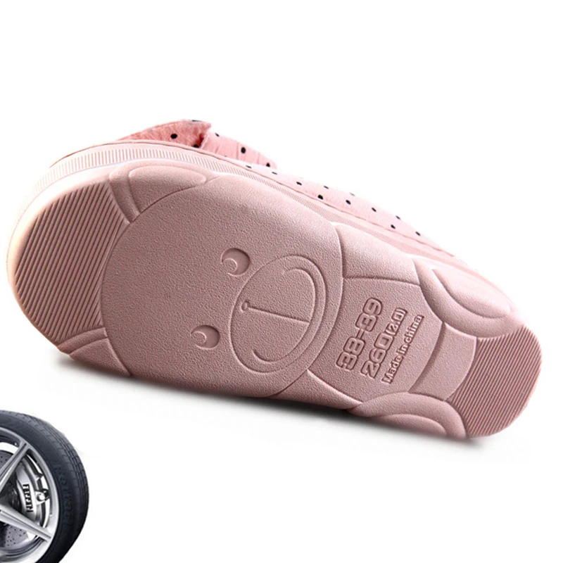 Модные женские хлопковые тапочки милые зимние домашние утепленные в горошек на