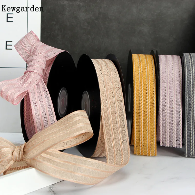 Kewgarden 1&quot 25mm Stripe Bright wire Ribbon Handmade Tape DIY Hair Bow Accessories Packing Riband Webbing Wholesale 20 Yards | Дом и сад