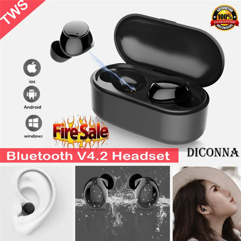 Fashion Bluetooth 4.2 Wireless Earhones TWS Mini Twins Earphones High Sound Quality In-Ear Earbuds Suitale For Driving Leisure