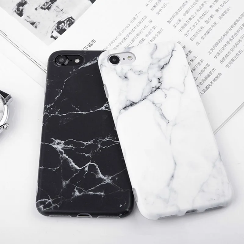 Imd-funda de Gel con diseño de mármol para Apple iPhone, funda de Gel blando para iPhone 7, 6s, 6, 8 Plus, X, XR, XS, Max, color blanco y negro