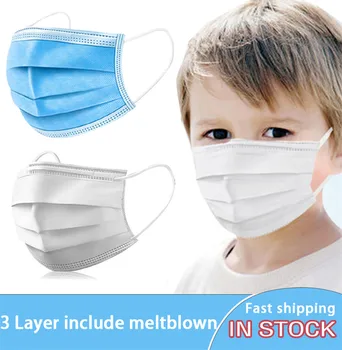 

Free shipping Disposable Face Masks For Kids Children Filter 3-laye Anti-Dust Meltblown Cloth Earloops