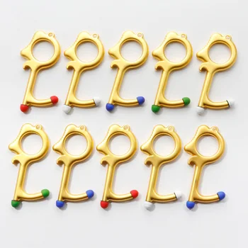 

10pcs/lot Touch Screen Buttons EDC Door Opener Hygiene Hand Antimicrobial Contactless Press Elevator Tool Door Opener Keychain