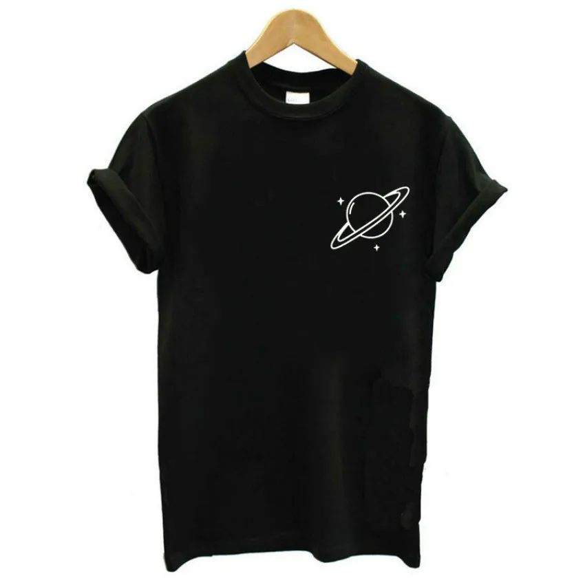 

Women T Shirts Street Fashion Slim Summer Black T Shirt Women 2017 New Planet Print Casual Slim Women Tops T-Shirts Plus Size