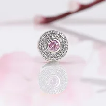 

Hot Sale 925 Sterling Silver Inlaid with pink zircon beads Fit Original Bracelet Women Jewelry Making Gift