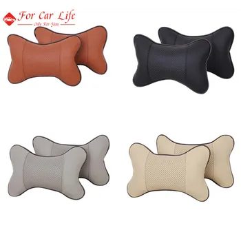 

2Pcs/Set Car Headrest Neck Pillows Leather Breathable Mesh Auto Universal Cushion Pillow Quality NEW Accessories Multifunction