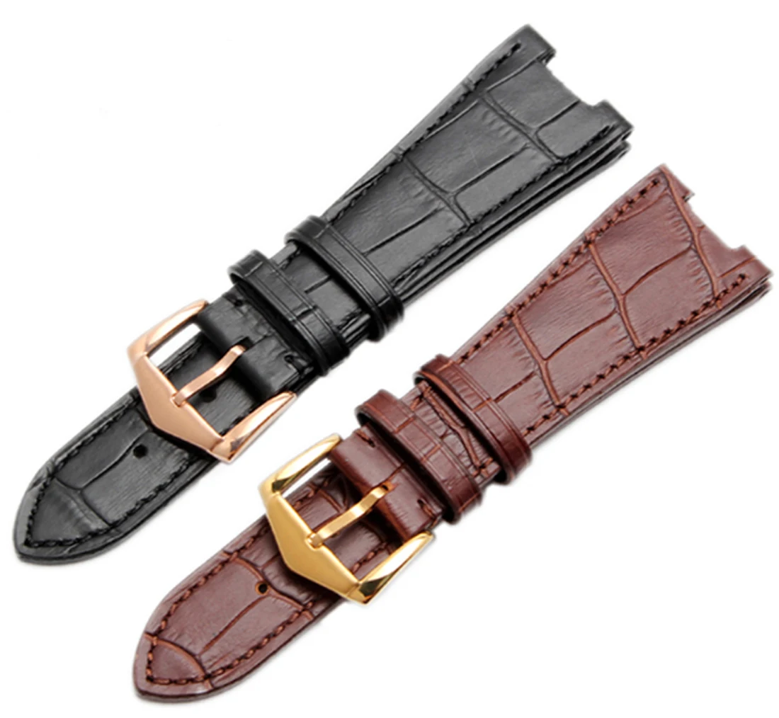 

25mm Black Brown Blue Genuine Leather Band Strap Bracelet Watch Band Strap Buckle Fits For Patek Philippe [5711/5712]