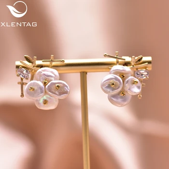 

XlentAg Creative Natural Baroque Pearls Women Earrings Anniversary Party Gifts Drop Earings Party Luxury Handmade Jewelry GE0309