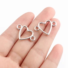 

20Pcs Sliver Color Hollow Heart Connectors For DIY Necklace Bracelets Making Handmade Jewelry Accessories Charms Materials