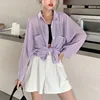 2022 Women Chiffon Blouse Shirt Long Sleeve Spring Summer Lilac Tops Pocket Loose Thin Sunscreen Shirt Bikini Cover Up Beachwear ► Photo 1/6