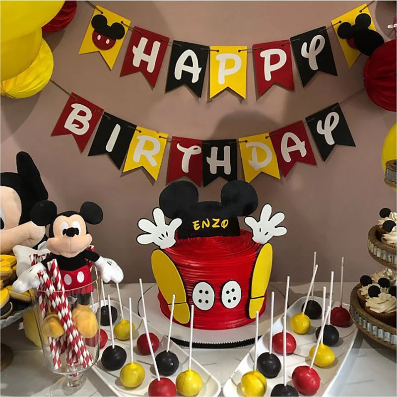 Mickey Mouse Party Decoration Baby Shower Kids Birthday Party Disposable Party  Supplies Mickey Minnie Cake Decor - Price history & Review, AliExpress  Seller - C party Store