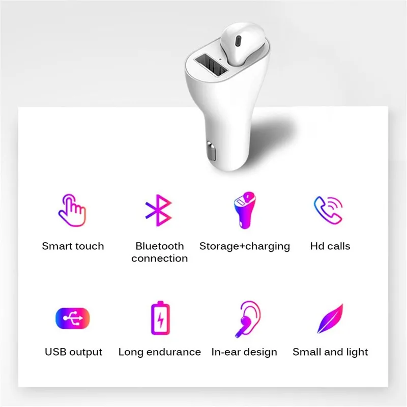 Новинка, портативное автомобильное зарядное устройство, одна гарнитура, USB, Беспроводная зарядка, автоматическое подключение, Bluetooth 5,0, гарнитура, прикуриватель