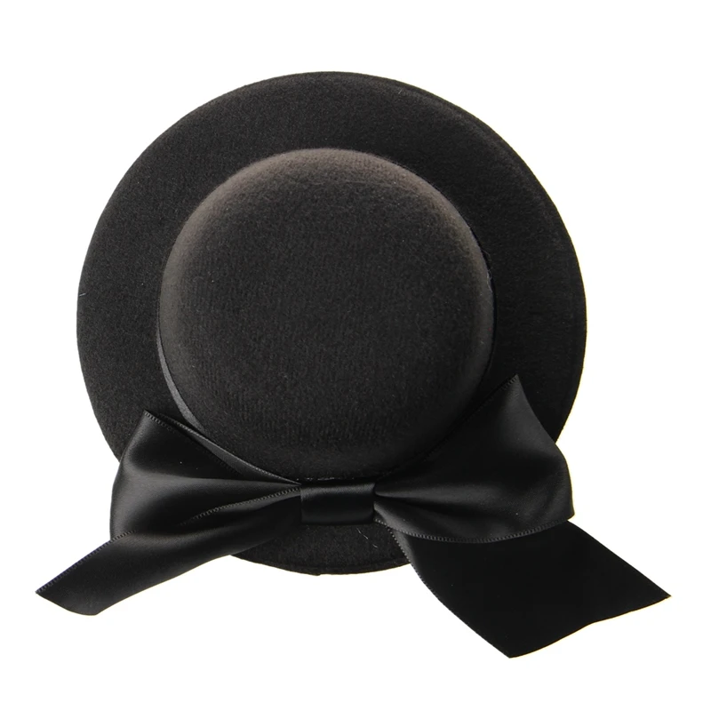 Дамы Мини Топ шляпа чародей Бурлеск Millinery w/Bowknot-черный