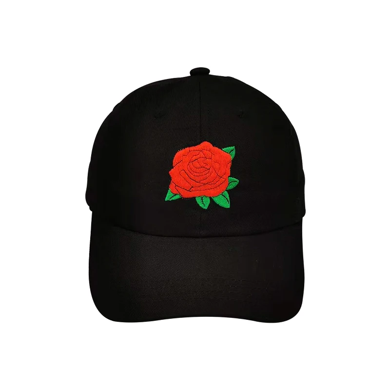 Flower black Папа шляпа прекрасный Ежик вышивка бейсболка женская летняя Snapback Мужская кепка s унисекс эксклюзивный выпуск хип-хоп шапки - Цвет: Flower black