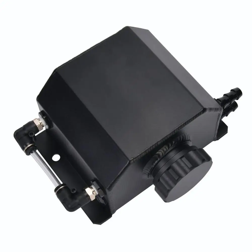 For Universal 1L Aluminium Alloy Engine Oil Fuel Catch Can Square Breather Tank Bottle Coolant Radiator Overflow Tank