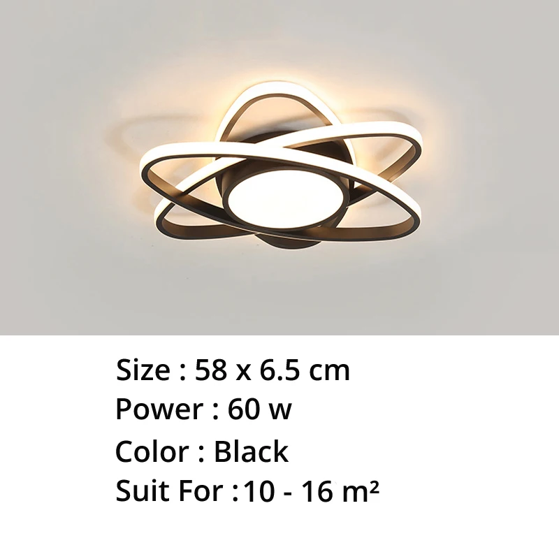 C Black 58x6.5 Современный светодиодный потолочный светильник для гостиной, спальни, столовой, алюминиевый корпус, для помещений, дома, в помещении, светильник - Цвет корпуса: C Black 58x6.5