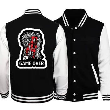 

2019 Spring Anime Game Of Thrones Deadpool Funny Print Jackets Men Fashion Warm Baseball Jacket Plus Size Zipper Fashhion Hoodie