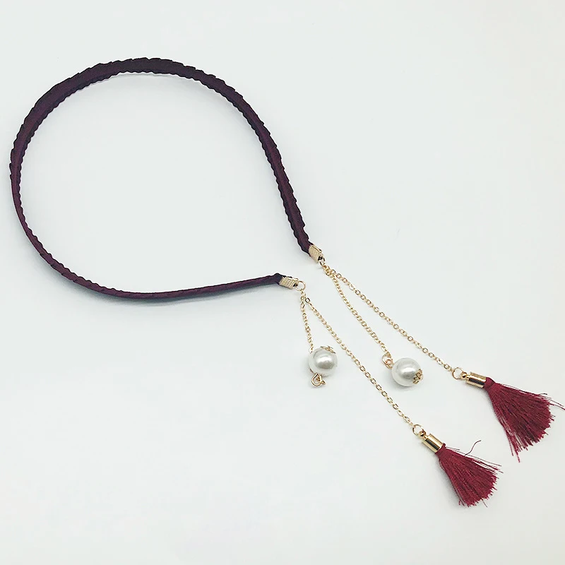 Dark red Новая детская Цветочная повязка на голову для девочки s аксессуары для волос жемчуг повязка на голову с бахромой принцесса розовая повязка на голову девочка милый подарок - Цвет: Dark red