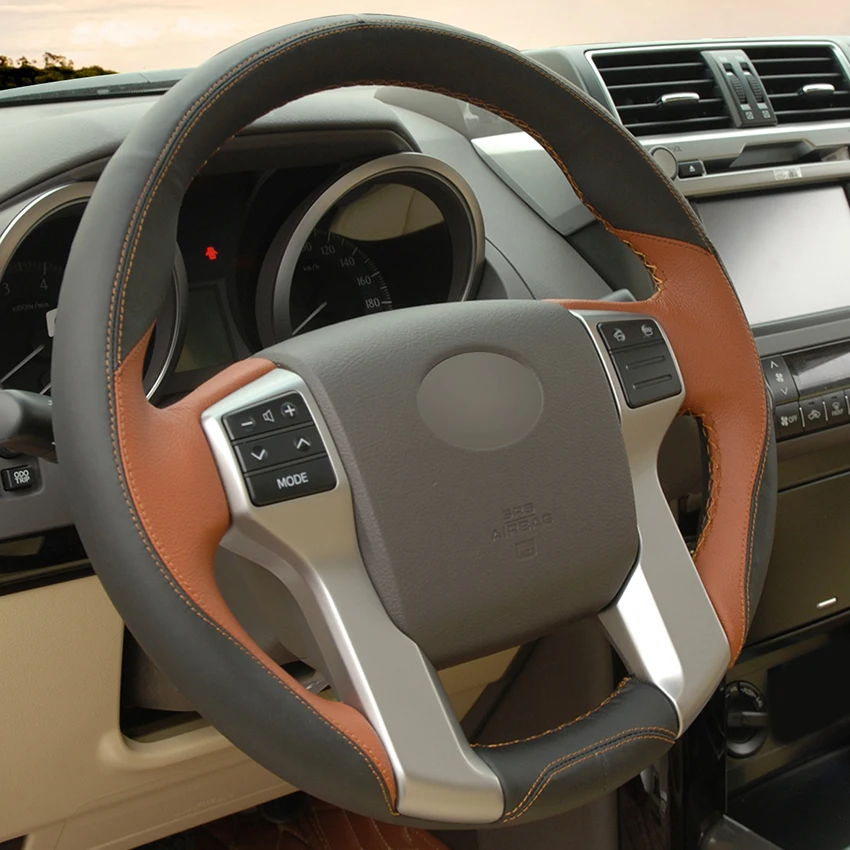 Ручная сшитая черная крышка рулевого колеса из натуральной кожи для Toyota Highlander 2008 2009 2010 2011 2012 2013 Camry