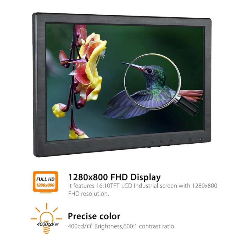 10.1 Inch LCD Monitor 1024X800 Display HD TFT Screen AV VGA BNC HDMI Video Input