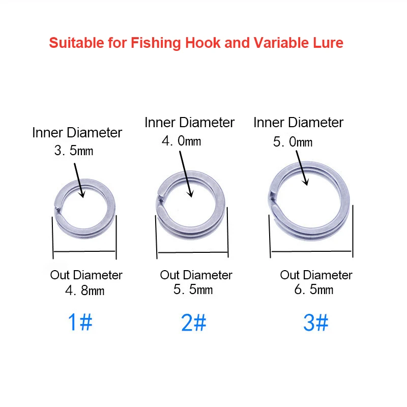 50pcs Fishing Rings Stainless Steel Split High Quality Strengthen Solid Ring Lure Connecting Accessories | Спорт и развлечения