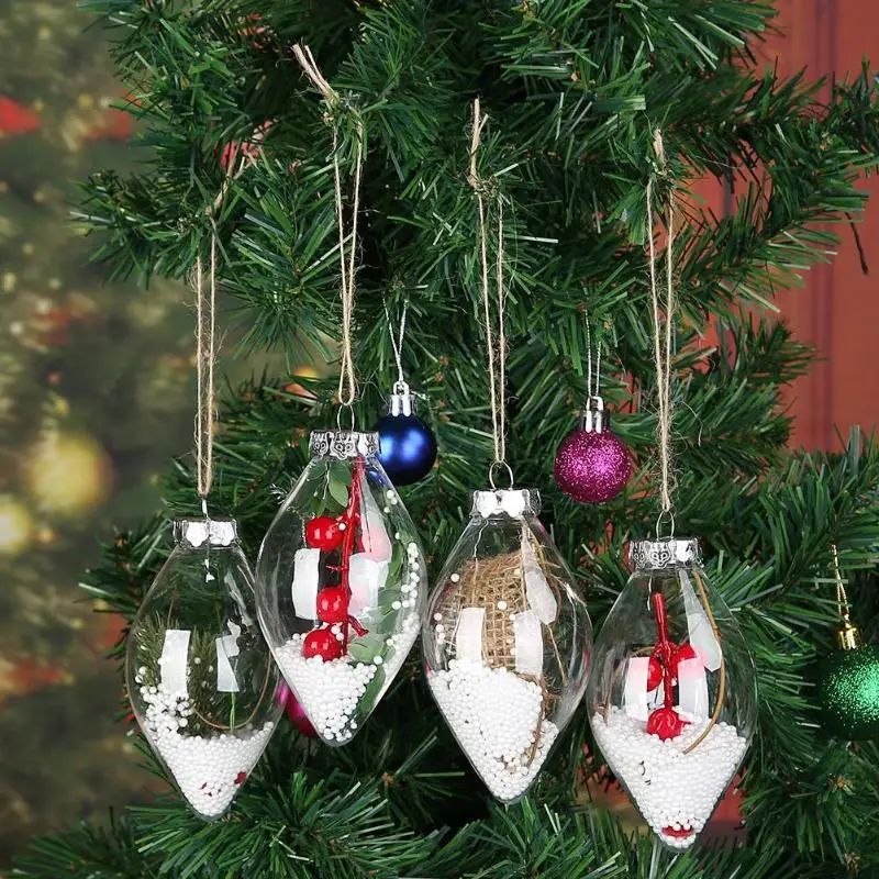 Пластиковый прозрачный Рождественский снежный шар ёлки висячие украшения Рождественский Декор безделушка