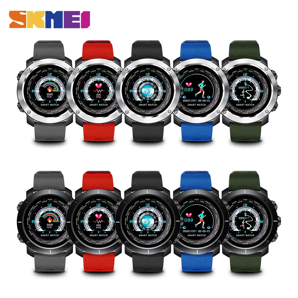 SKMEI 3D UI цифровой Смарт часы Для мужчин спортивные Smartwatch сердечного ритма калорий