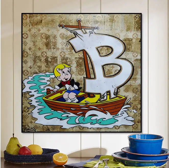 

Printed classic graffiti brainwash pop art Alec Monopoly wall painting on canvas wall art good for living home decoration
