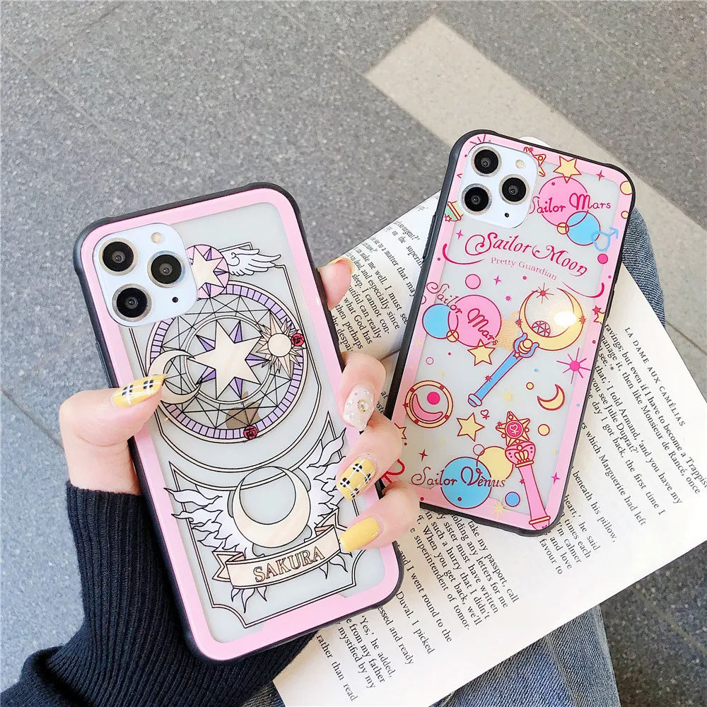 Чехол для iphone 11 Pro Max 7 8 plus X XR XS MAX прозрачный из закаленного стекла с рисунком
