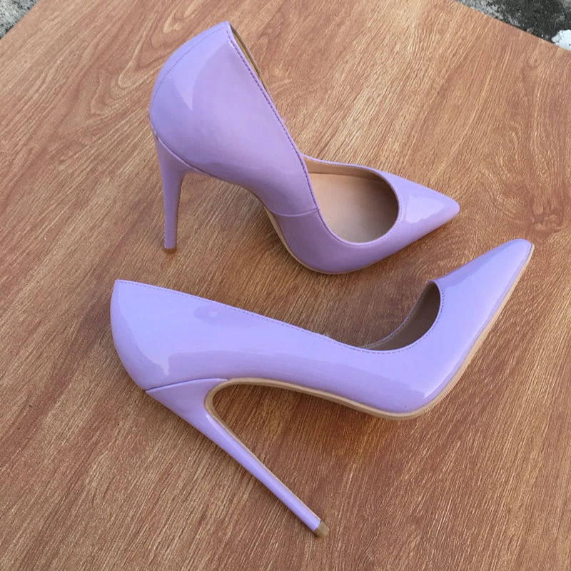 

High heels sexy women elegant heel shoes quality thin heel point toe 12cm patent leather pumps meeting party shoes 2020