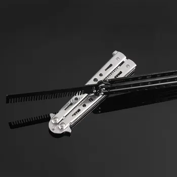 

New Hot Pro Salon Stainless Steel Folding Practice Training Butterfly Balisong Style Comb Tool SMR88