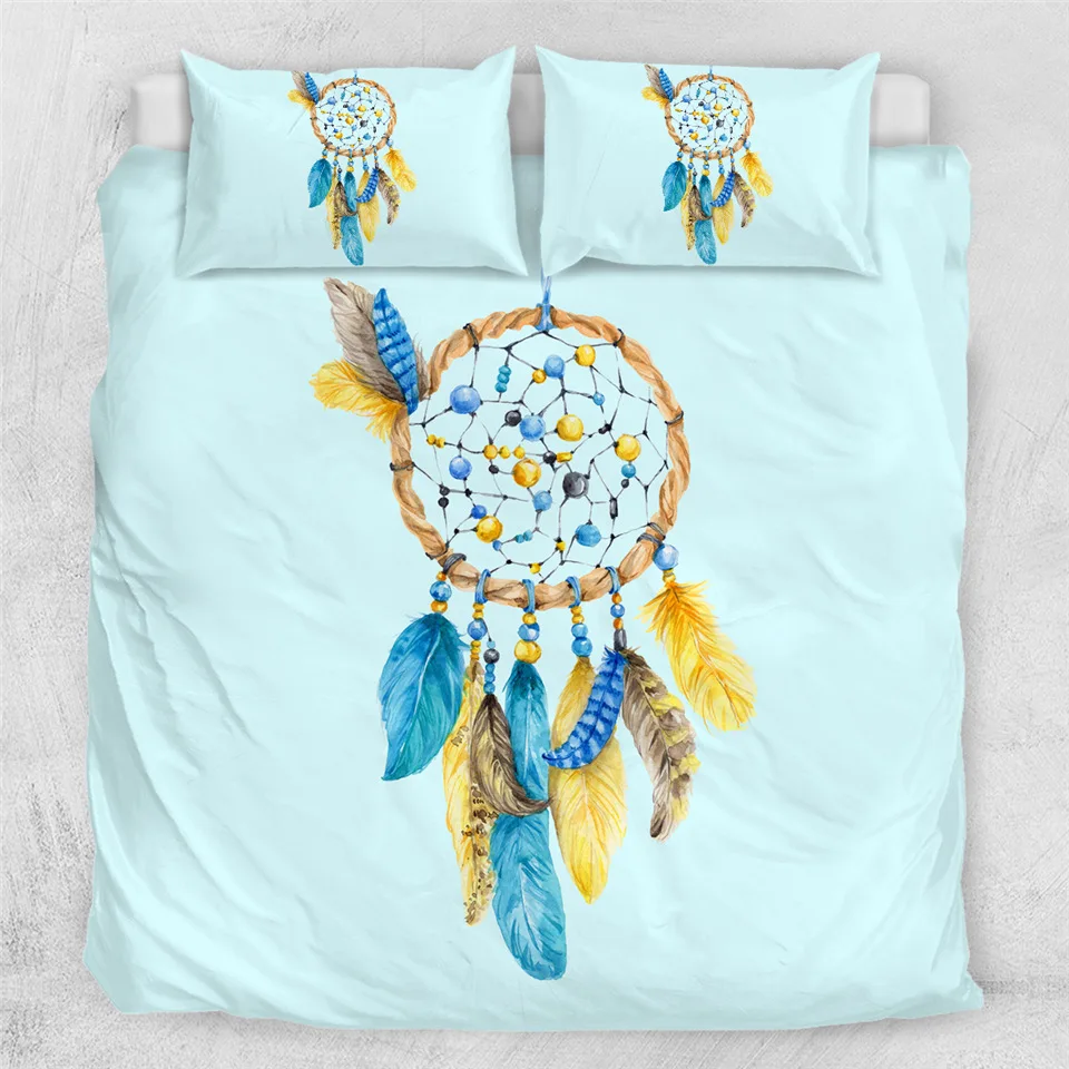 Постельное белье Outlet Moon Dreamcatcher, комплект постельного белья, Королевский размер, перья, пододеяльник, белый комплект постельного белья, красивое постельное белье, 3 шт
