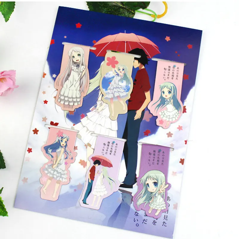 

6pcs Anime Anohana Magnetic Bookmark Magnet Bookmark Child Student Kawaii Gift Bookmarks Office Stationery