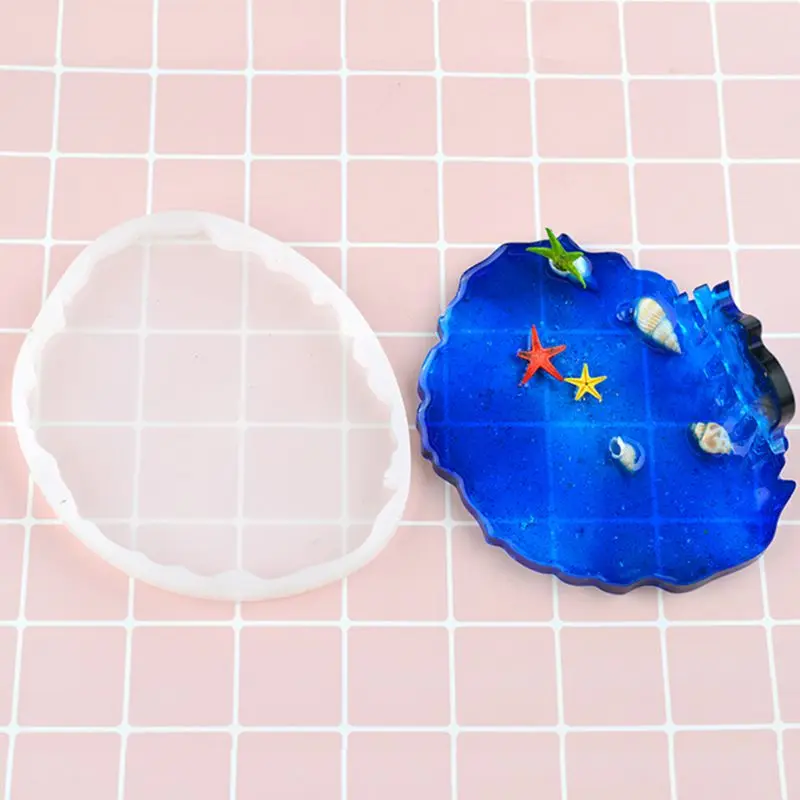 DIY Кристалл эпоксидной формы нерегулярные подстаканник чашки Pad плесень зеркало ручной работы смолы украшения стола делая формы