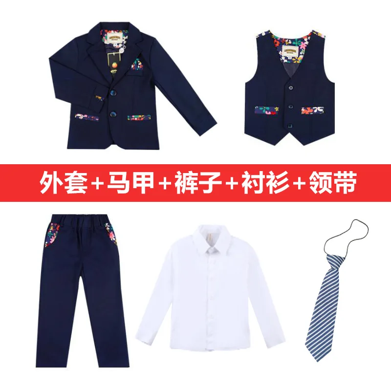 Longqibao/детская одежда г., осенний маленький костюм для мальчиков Корейский детский костюм свадебное платье с цветочным узором для девочек детская одежда - Цвет: 1
