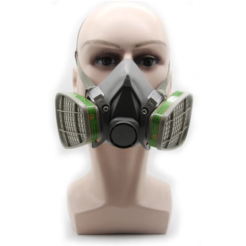 Противогаз полулицевая силиконовая Регулируемая Маска на голову химическая