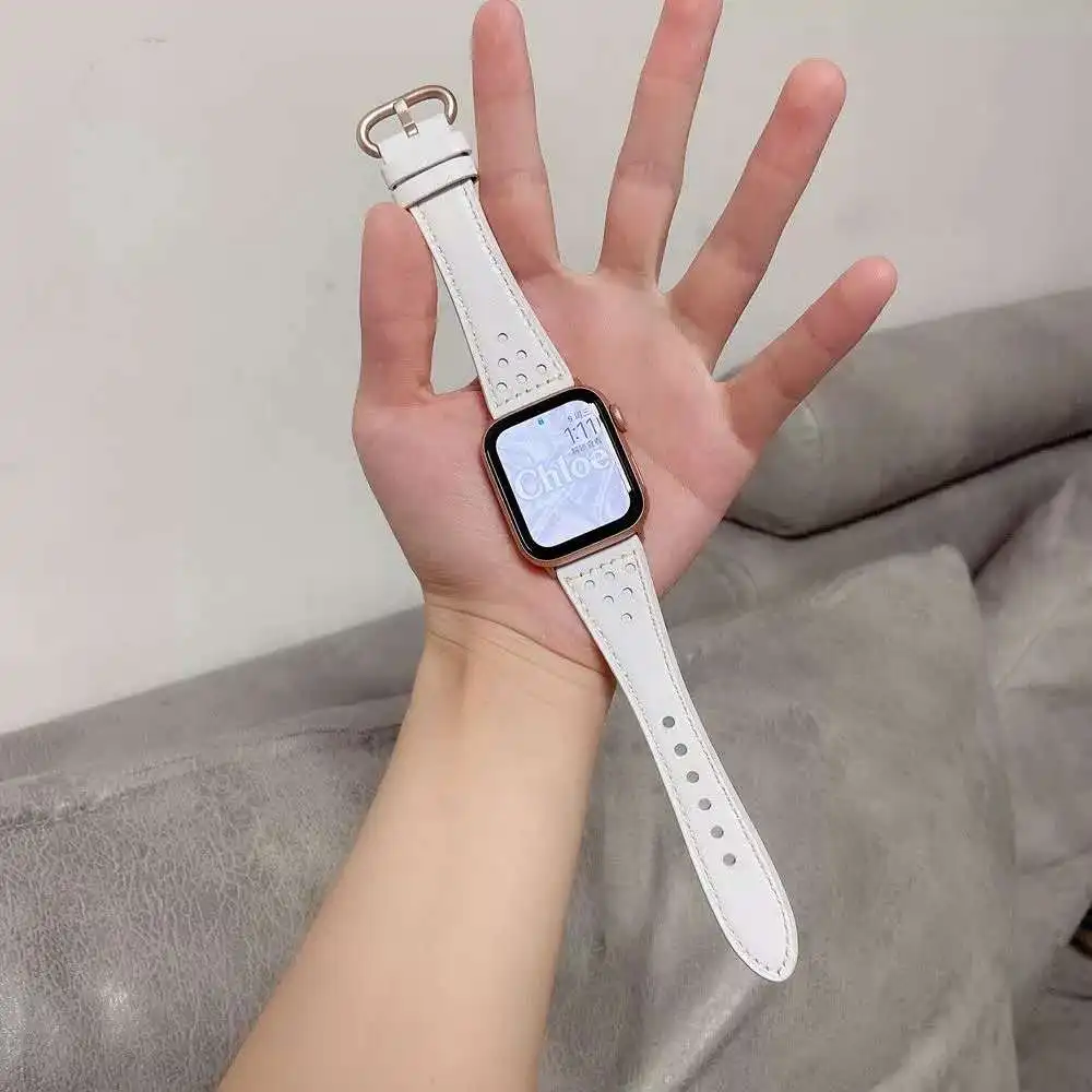 Ремешок из натуральной кожи для Apple Watch 38 мм 40 браслет с пряжкой 42 44 ремешок iWatch Series